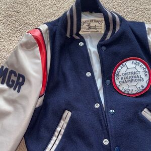 Navy and White Varsity Jacket